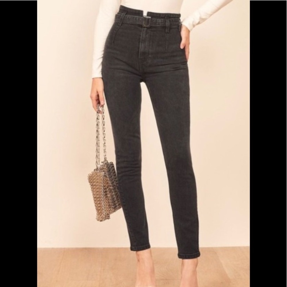 Reformation Jeans Kayo High & Skinny Black Eerie Wash Size 26